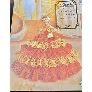 Crochet Patterns Fashion Doll Gown  Annie's Attic 1992 Miss November Barbie